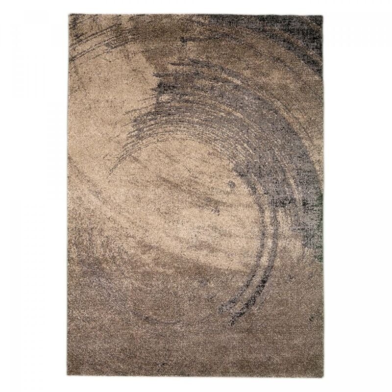 Tapis salon et chambre 80x150 marron clair et foncé tissé motif abstrait binba