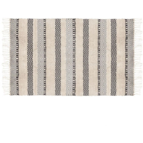 Tapis design bandes - 90 x 150 cm - Beige - Livraison gratuite