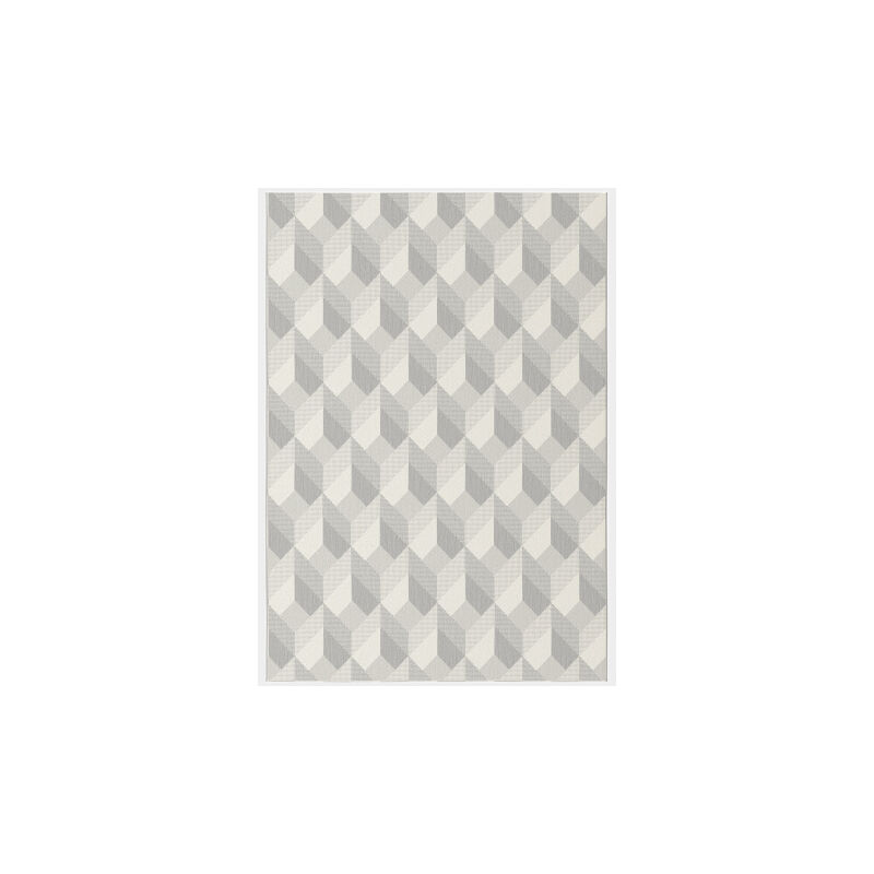 Tapis Design Essenza Grège - Cubes 3D - 160 x 230 cm