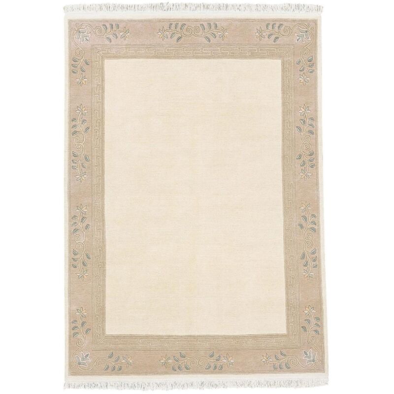Luxor - Tapis salon et chambre en laine 70x140 crème rectangle fait main motif simple napissa