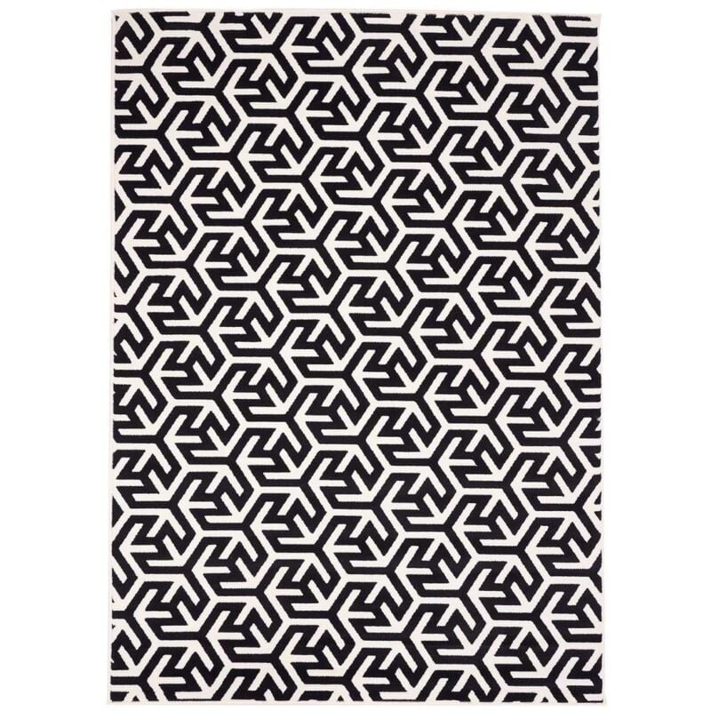 Tapis salon et chambre 60x110 noir rectangle tissé motif géométrique AF1 nice 1