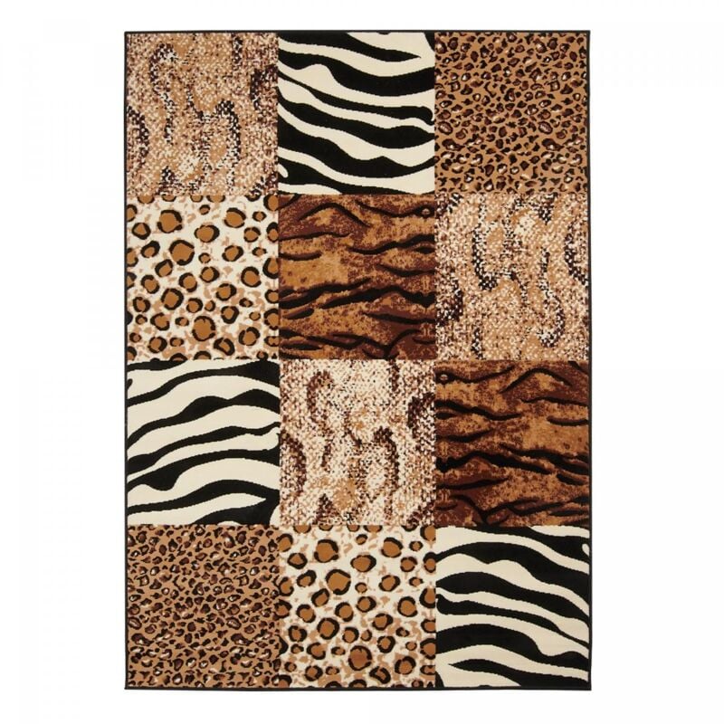 Unamourdetapis - Tapis salon et chambre 120x170 beige rectangle tissé motif animaux AF1 savana