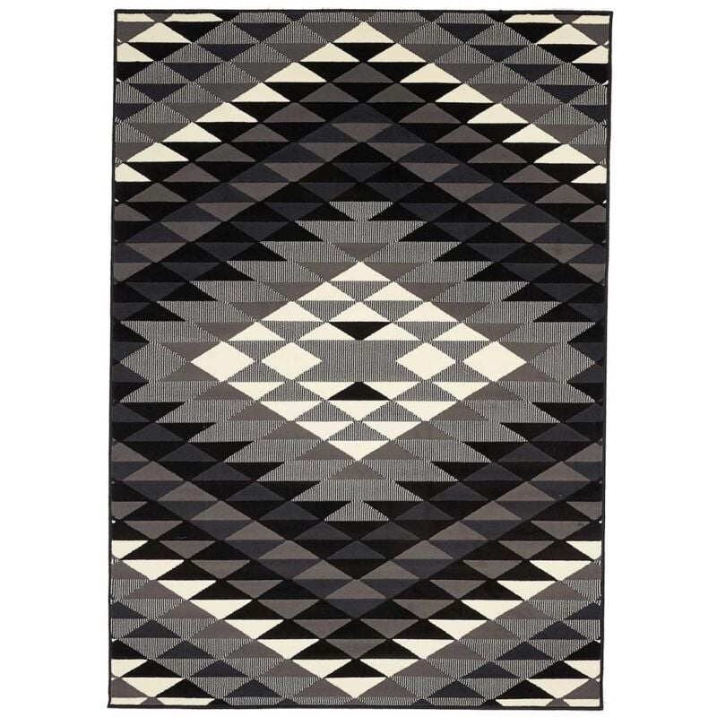 Unamourdetapis - Tapis salon et chambre 60x110 noir rectangle tissé motif géométrique AF1 apache
