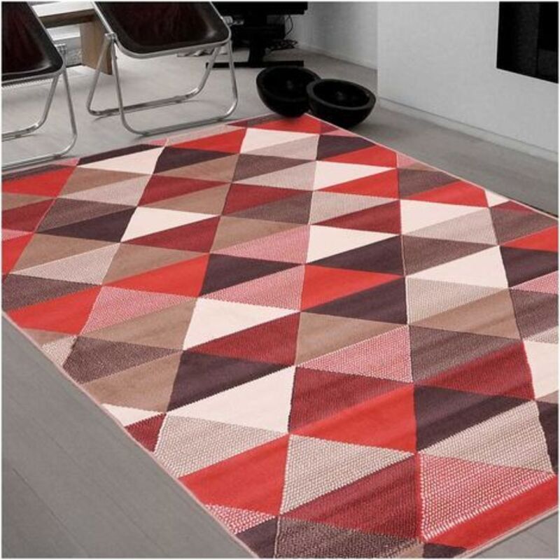 Unamourdetapis - Tapis salon et chambre 60x110 corail rectangle tissé motif géométrique AF1 triangle