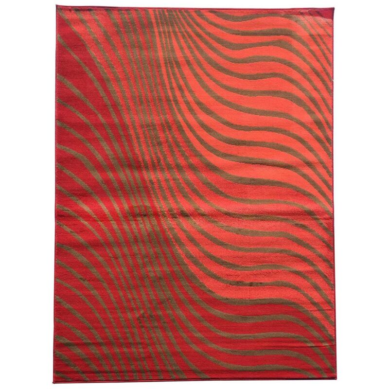 Unamourdetapis - Tapis Chambre 60x110 rouge rectangle tissé motif géométrique AF1 ondula