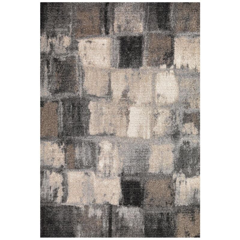 Dezenco - Tapis salon et chambre 60x110 gris rectangle tissé motif géométrique calegant