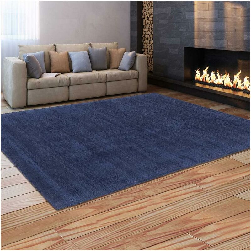 

diseño moderno alfombra 60x110 cm rectangular UNIDO NEO azul entrada Handtufted adecuado para calefacción por suelo radiante - Bleu