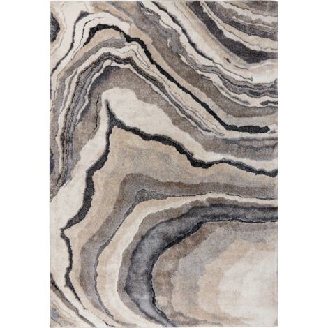 Tapis design marbré gris à poils courts 20 mm - 200 x 140 cm