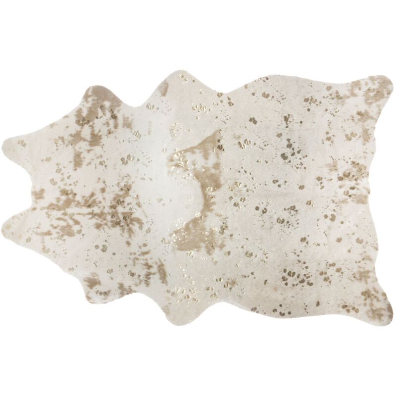 Atmosphera - Tapis déco aspect Peau de Vache beige et doré 190 x 150 cm - Feeric Christmas