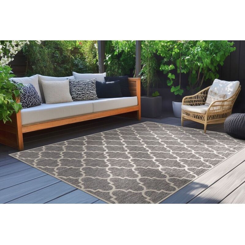 Tapis design plat intérieur et extérieur Harpie Argent 60x110