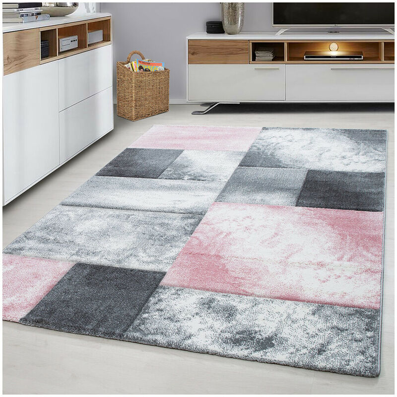 Allotapis - Tapis design pour salon géométrique Nicoletta Rose 80x300