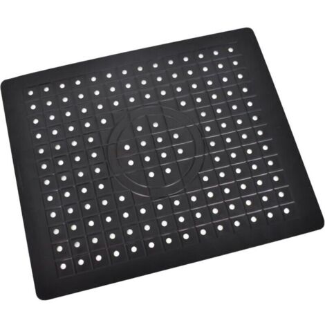 Tapis d'évier de cuisine, découpable, pliable, antidérapant, protecteur d'évier en silicone, motif nid d'abeille (noir).