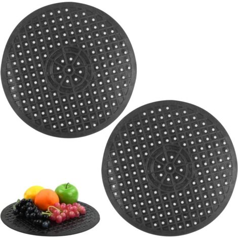Tapis d'évier de cuisine en caoutchouc 12,5 x 10,5 pouces, protecteur d'évier de cuisine tapis de base d'évier (rond noir)