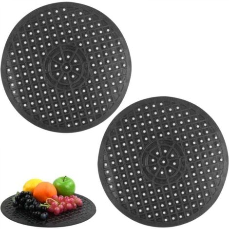 Tapis d'évier de cuisine en caoutchouc 12,5 x 10,5 pouces, protecteur d'évier de cuisine tapis de base d'évier (rond noir)