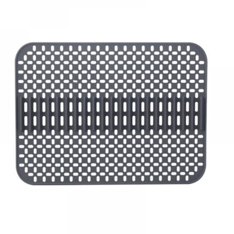 Tapis d'évier en silicone - 43 x 32 cm - Simple couche - Compatible lave-vaisselle - Résistant à la chaleur et antidérapant - Gris foncé