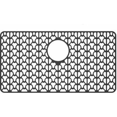 Tapis d'évier en silicone, tapis de protection, adapté aux éviers, résistant aux hautes températures, pliable, antidérapant, tapis de drainage, 66 x 35 cm (gris).