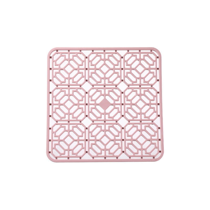 Tapis d'évier, Grand Tapis d'évier de Cuisine en pvc, Accessoires pour évier et évier avec Trous de Drainage, 3030(rose)