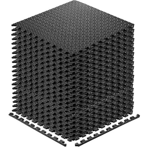 Tapis D'Exercice - Dalles En EVA Interlockables 30 x 30 cm Épaisseur 9 mm - Pour Salle De Sport À Domicile Garage Jeux Enfants - Lot De 20 Pièces Noir