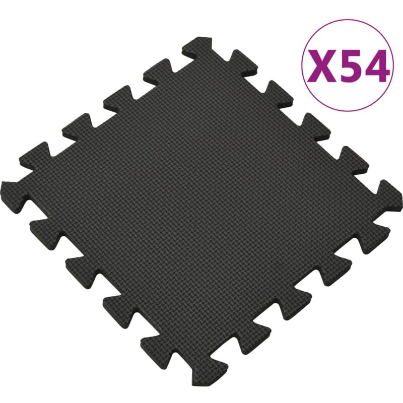 Tapis de sol 54 pcs 4,86㎡ Mousse eva Noir Vidaxl