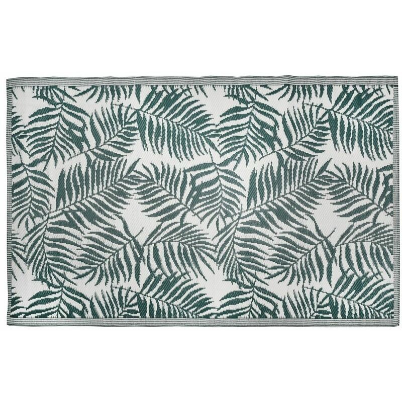 Tapis d'extérieur en polypropylène 120 x 180 cm Exotique - Vert - Vert forêt/blanc