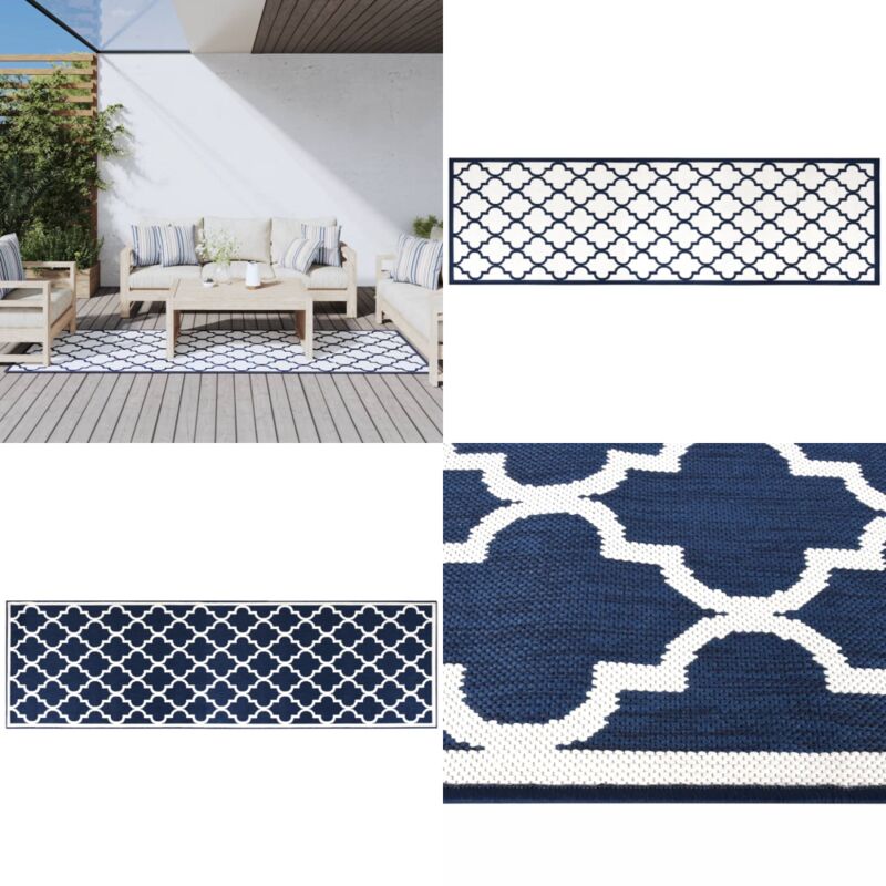 Vidaxl - Tapis d'extérieur 80x250 cm design réversible - Tapis Exterieure - Tapis De Jardin - Tapis Reversible - Tapis Bleu - Tapis Polypropylène