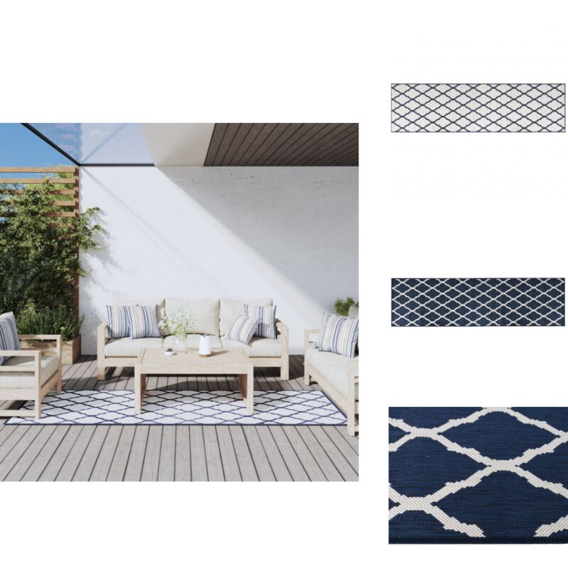 Vidaxl - Tapis d'extérieur 80x250 cm design réversible - Tapis Exterieure - Tapis De Jardin - Tapis Reversible - Tapis Bleu - Tapis Polypropylène