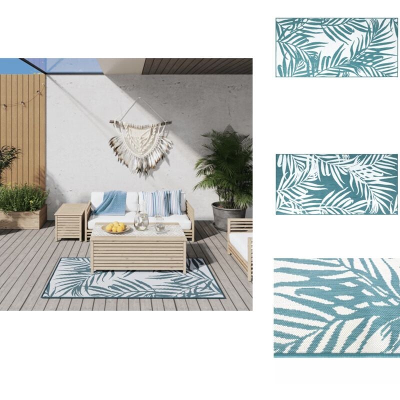 Vidaxl - Tapis d'extérieur aqua et blanc 80x150 cm design réversible - Tapis Exterieure - Tapis De Jardin - Tapis Reversible - Tapis Design - Tapis