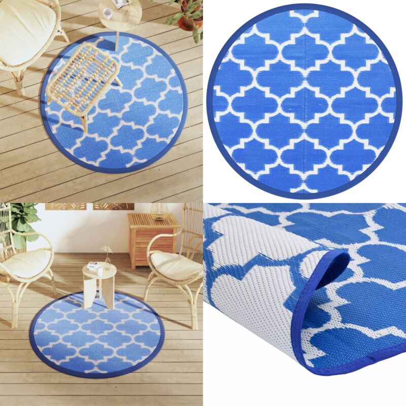 Vidaxl - Tapis d'extérieur arakil bleu Ø120 cm pp - Tapis Exterieur - Tapis De Jardin - Tapis Bleu - Tapis Rond - Décoration Exterieur - Home & Living