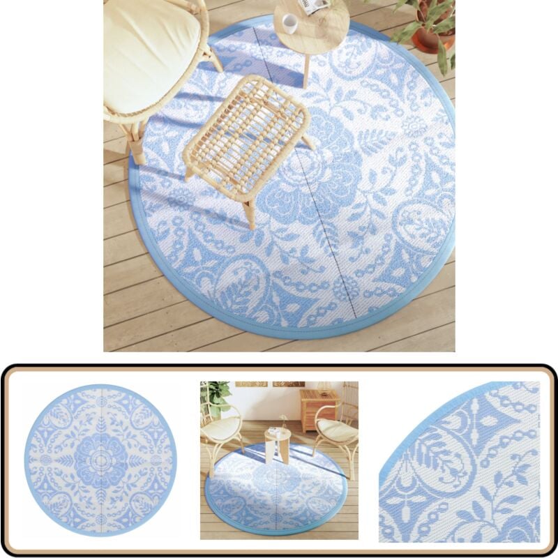 Vidaxl - Tapis d'extérieur arakil bleu azuré Ø160 cm pp - Tapis Exterieur - Tapis De Jardin - Tapis Rond - Tapis Bleu - Décoration Exterieure