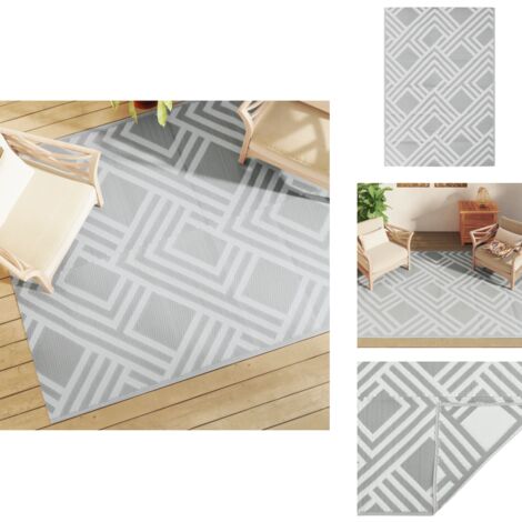 Tapis d'extérieur ARAKIL Gris 160x230 cm PP - Tapis Exterieur - Tapis De Jardin - Tapis Design - Tapis Rectangulaire - Tapis Reversible