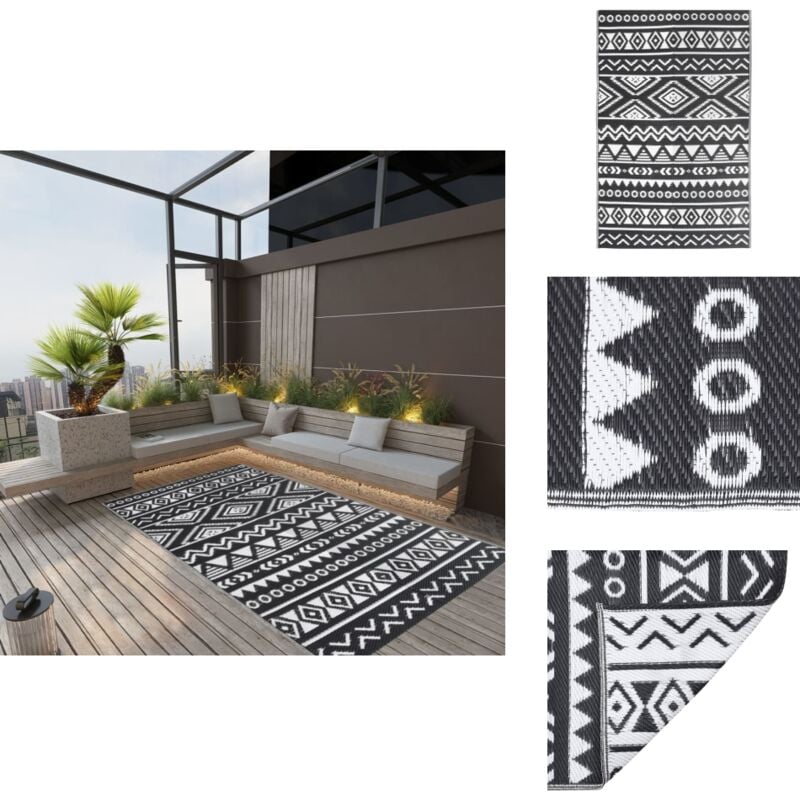 Vidaxl - Tapis d'extérieur arakil Noir 120x180 cm pp - Tapis Exterieur - Tapis De Terrasse - Tapis De Balcon - Décoration Extérieure - Motif Jacquard