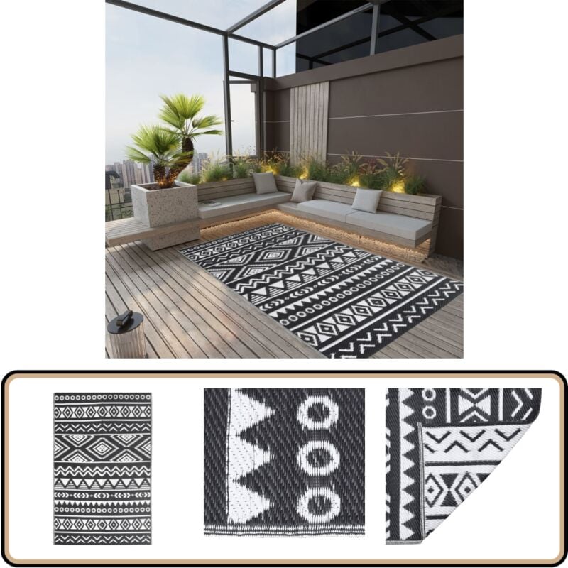 Vidaxl - Tapis d'extérieur arakil Noir 160x230 cm pp - Tapis Exterieur - Tapis De Terrasse - Tapis De Balcon - Motif Jacquard - Tapis Design