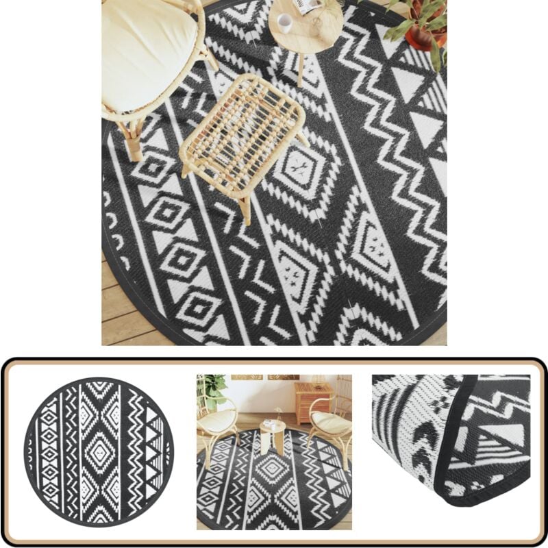 Vidaxl - Tapis d'extérieur arakil noir Ø200 cm pp - Tapis D'extérieur - Tapis De Jardin - Tapis Rond - Tapis Noir - Tapis Durable