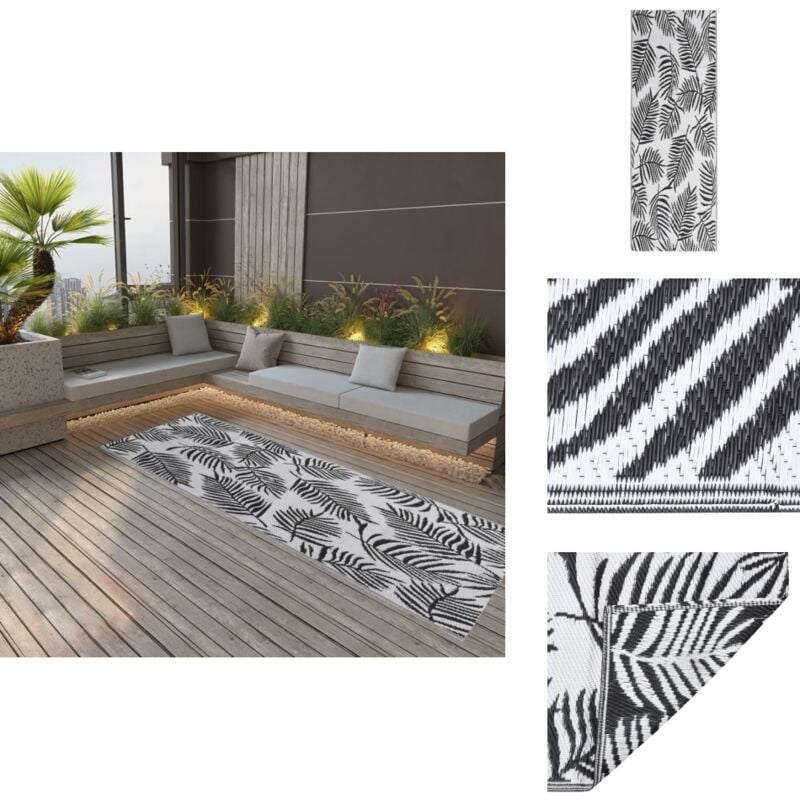 Vidaxl - Tapis d'extérieur arakil Noir 80x250 cm pp - Tapis Exterieur - Tapis De Terrasse - Tapis De Balcon - Motif Jacquard - Tapis Design