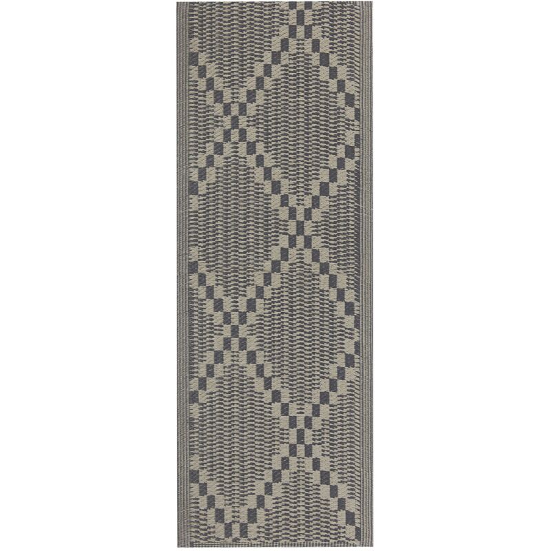 Beliani - Tapis Extérieur et Intérieur Gris et Marron en Polypropylène Motif à Carreaux pour Salon ou Terrasse au Style Minimaliste Moderne 60 x 105