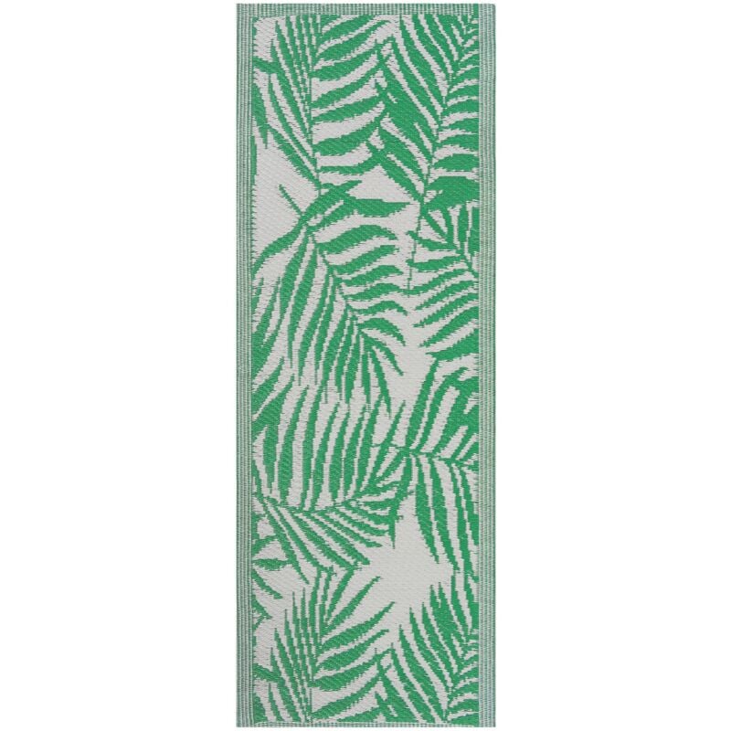 Beliani - Tapis d'Extérieur Vert et Blanc en Polypropylène Motif Feuilles de Palmier pour Terrasse au Style Moderne 60 x 105 cm