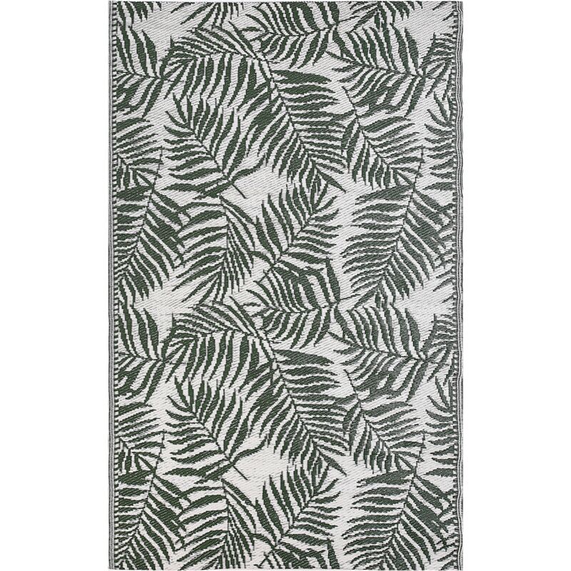 Beliani - Tapis d'Extérieur Vert et Blanc en Polypropylène Motif Feuilles de Palmier pour Terrasse au Style Moderne 120 x 180 cm