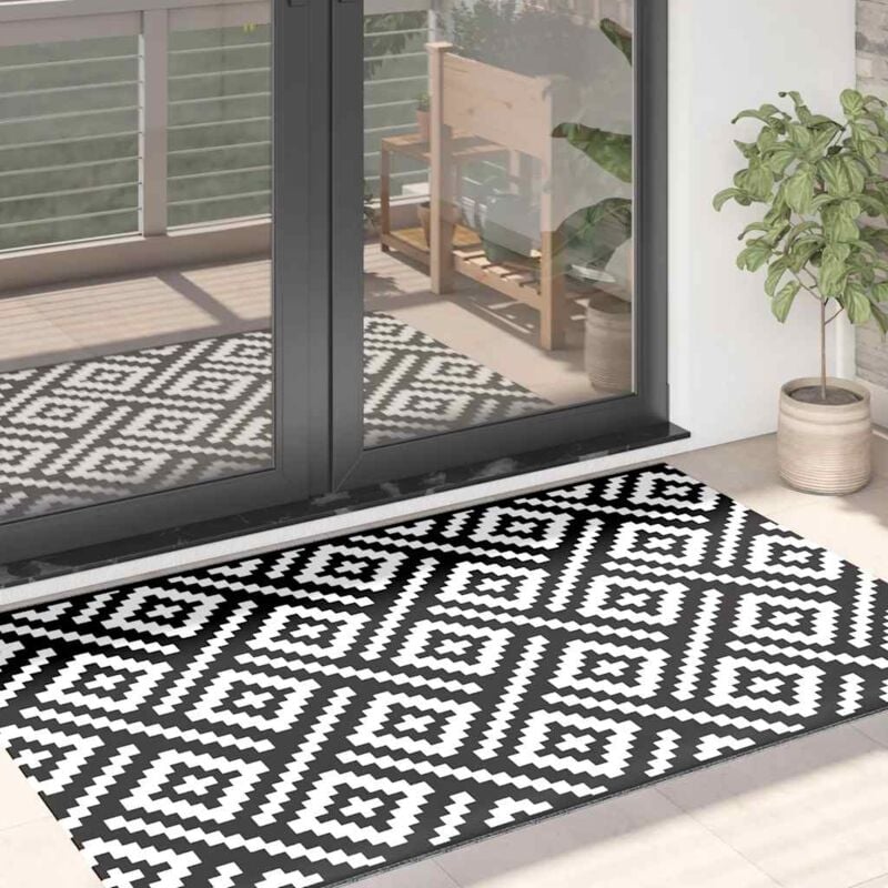 Vidaxl - Tapis d'extérieur arakil Blanc et noir 120x180 cm pp