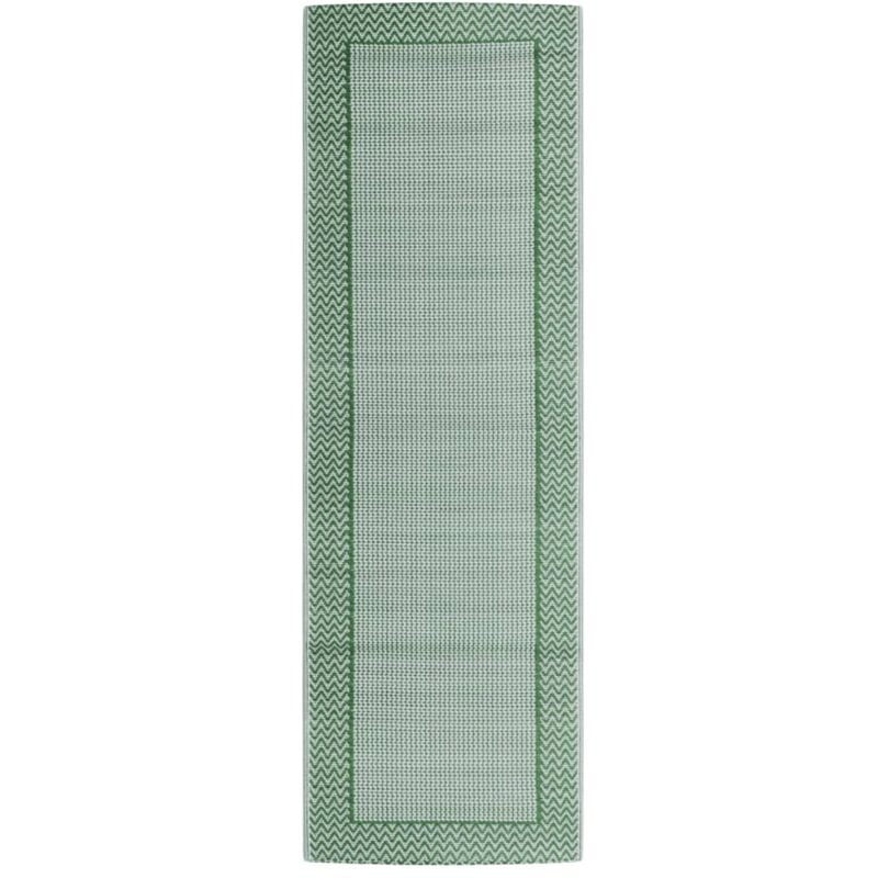 Tapis d'extérieur vert 80x250 cm PP vidaXL - Green and white