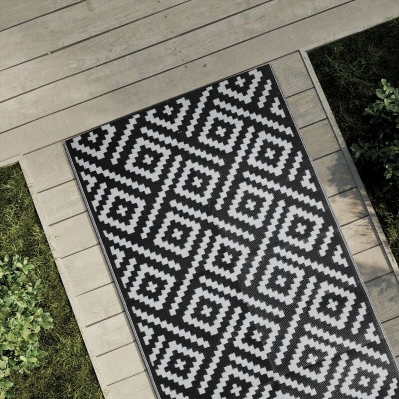 Vidaxl - Tapis d'extérieur arakil Blanc et noir 80x150 cm pp