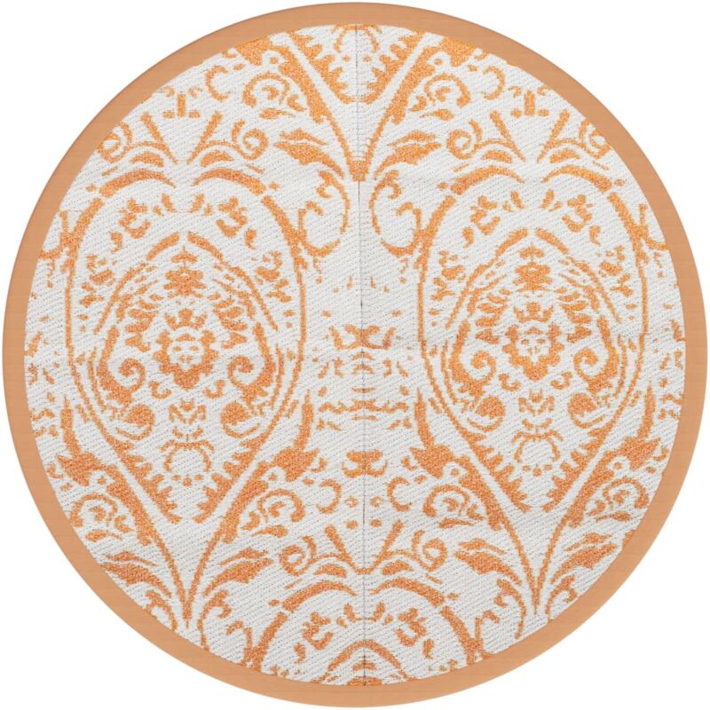 Tapis d'extérieur orange et blanc Ø200 cm PP