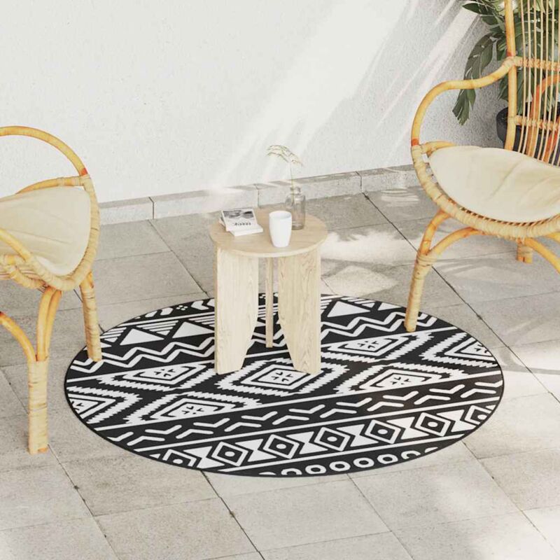 Tapis d'extérieur noir Ø120 cm PP