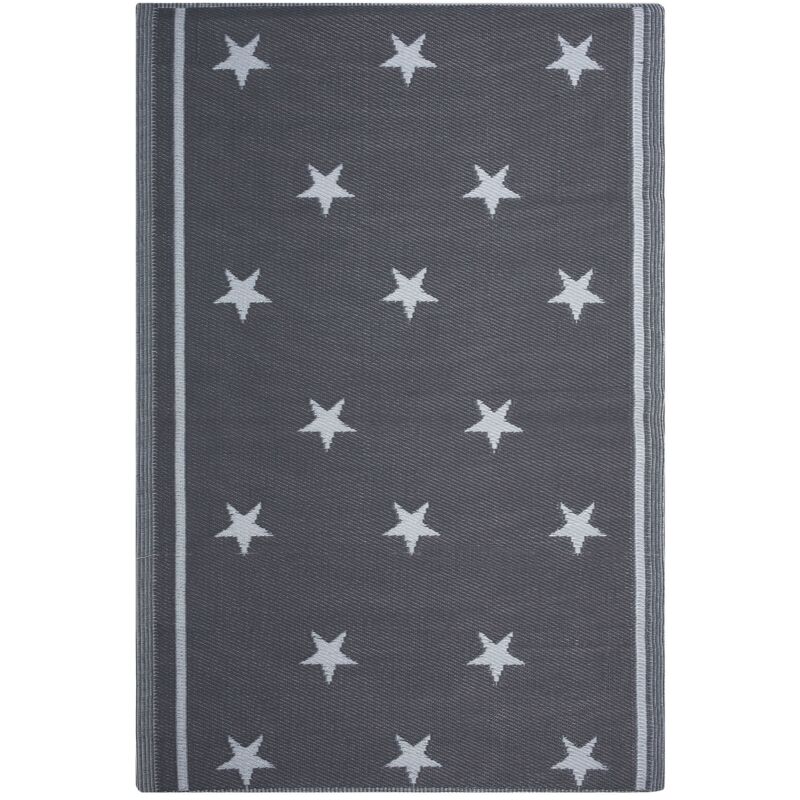 Beliani - Tapis d'Extérieur Gris Foncé en Polypropylène Motif Étoiles pour Terrasse au Style Moderne 120 x 180 cm