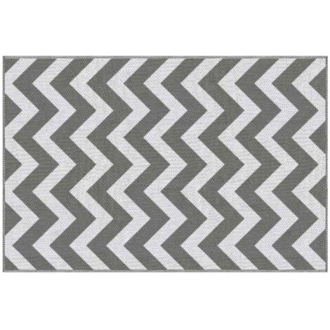 Tapis d'extérieur en plastique imperméable, 121x182cm, gris clair + blanc, pour balcon