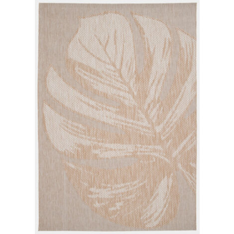 Tapis d'extérieur et d'intérieur aspect naturel - Palme sauvage - Beige - 120 x 170 cm
