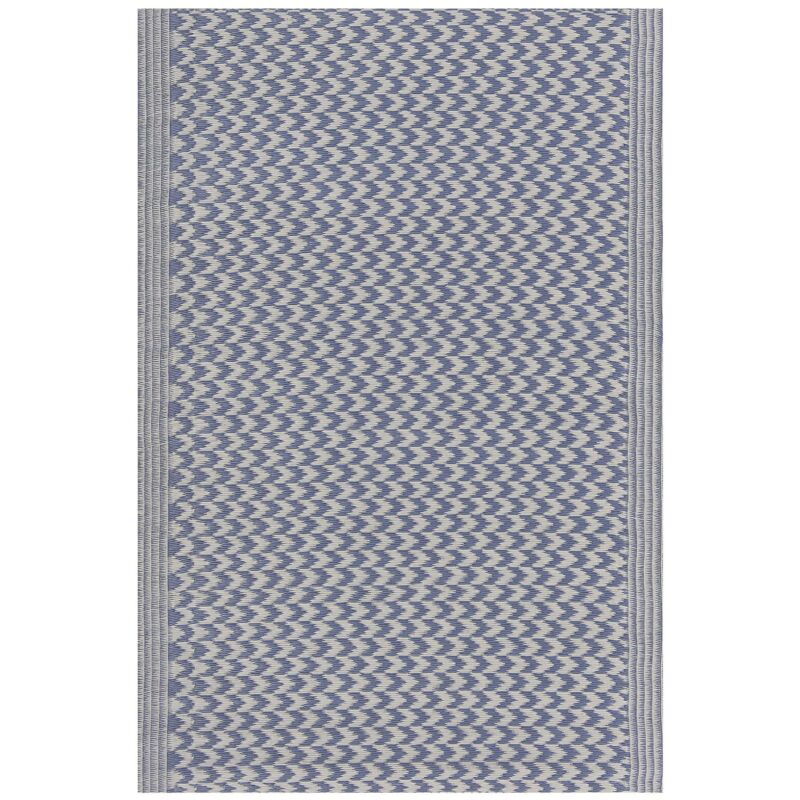 Beliani - Tapis d'Extérieur Motif Zigzag 60 x 90 cm en Polypropylène Bleu et Blanc Mango