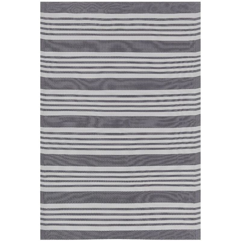 Beliani - Tapis Extérieur et Intérieur Gris en Polypropylène Motif à Rayures Idéal pour Salon ou Terrasse au Style Boho Moderne 120 x 180 cm