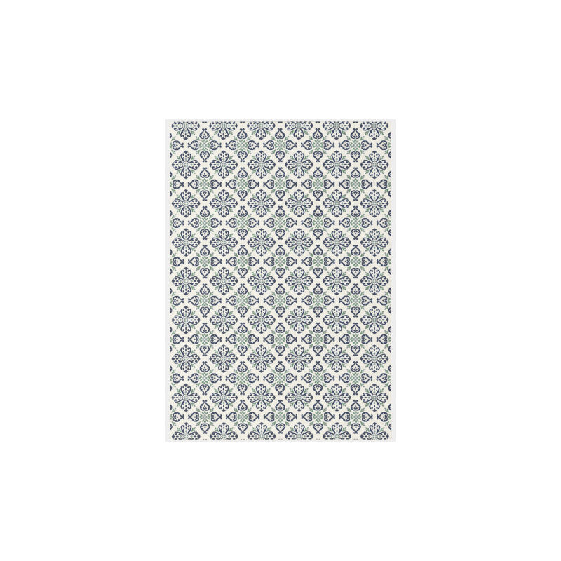 Décoweb - Tapis d'extérieur et intérieur - Louisette - Bleu et vert - 80 x 150 cm