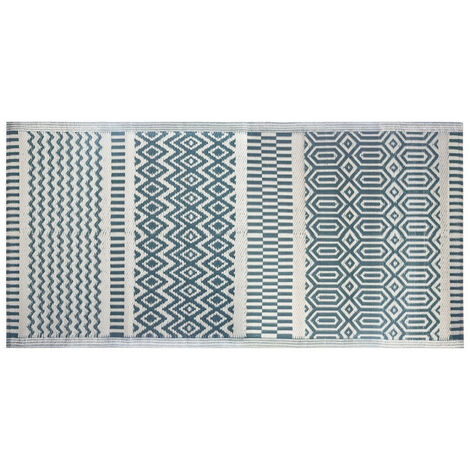 Tapis d'extérieur géométrique 90 x 180 cm Atmosphera - Bleu - Bleu