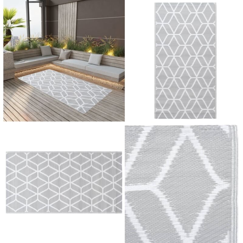 Vidaxl - Tapis d'extérieur arakil Gris 190x290 cm pp - Tapis Exterieur - Tapis De Terrasse - Tapis De Balcon - Tapis Design - Motif Jacquard - Home &